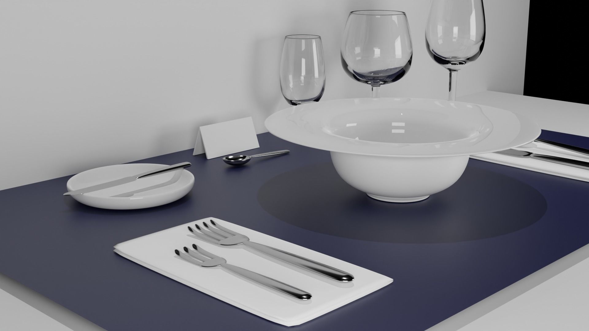 Dinner Set 3D Model table setting with silverware and utensils Free 3D model_3