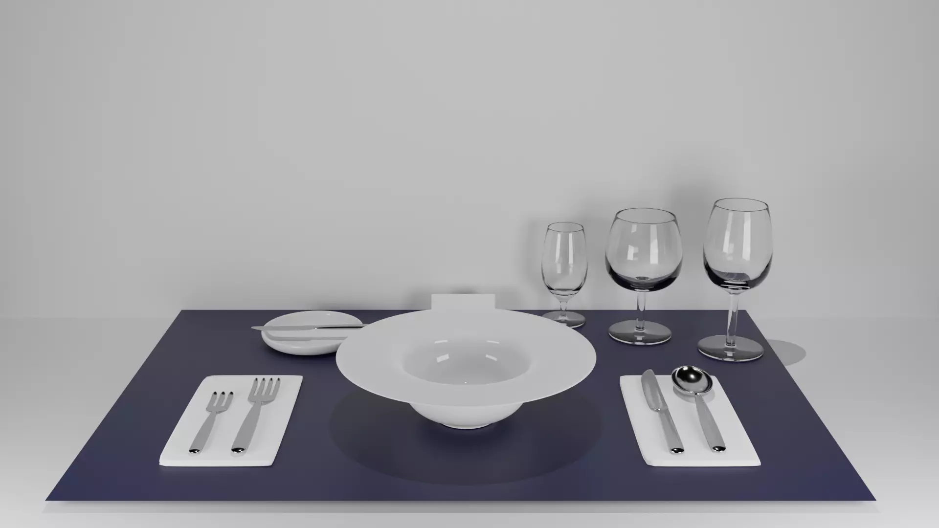 Dinner Set 3D Model table setting with silverware and utensils Free 3D model_0
