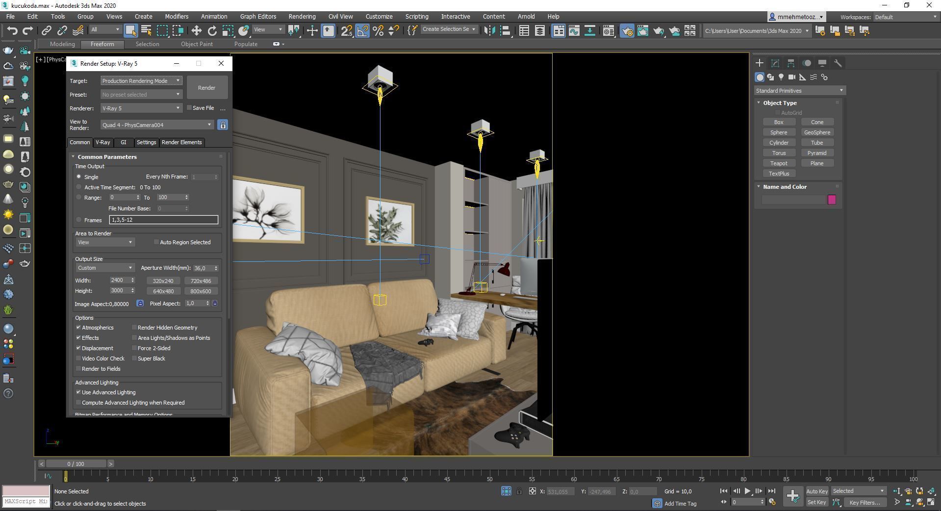 Simple Livingroom Low-poly 3D model_4