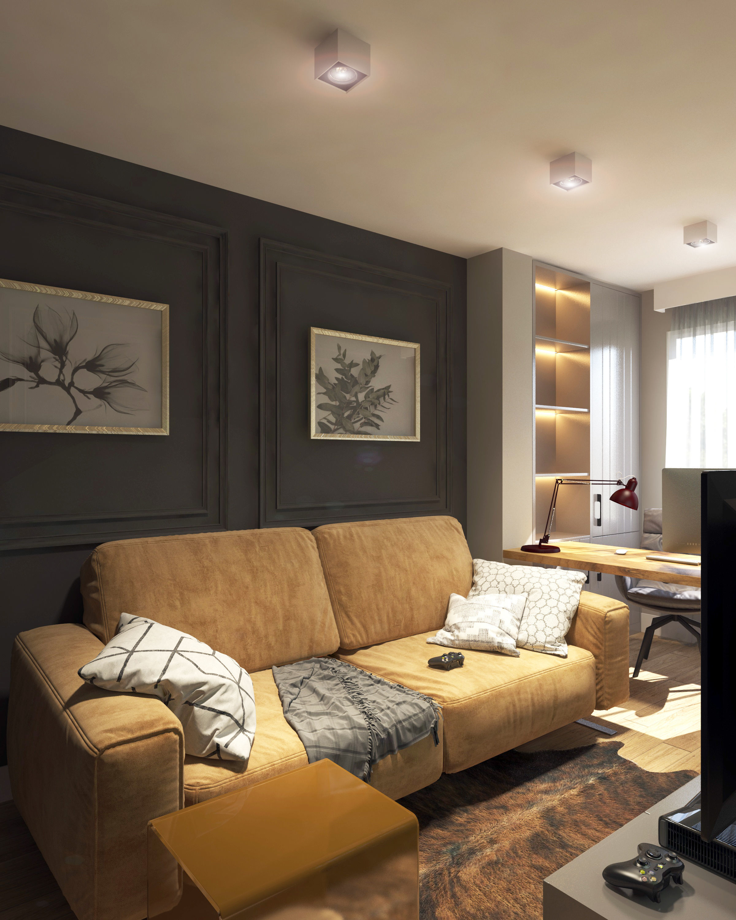 Simple Livingroom Low-poly 3D model_3