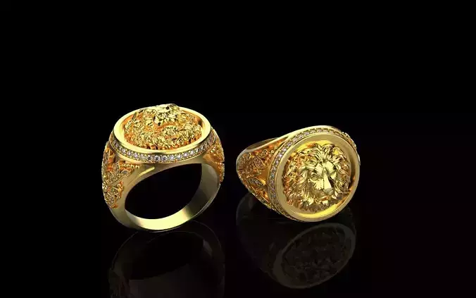 Mens Ring GOLDEN LION 3D print model