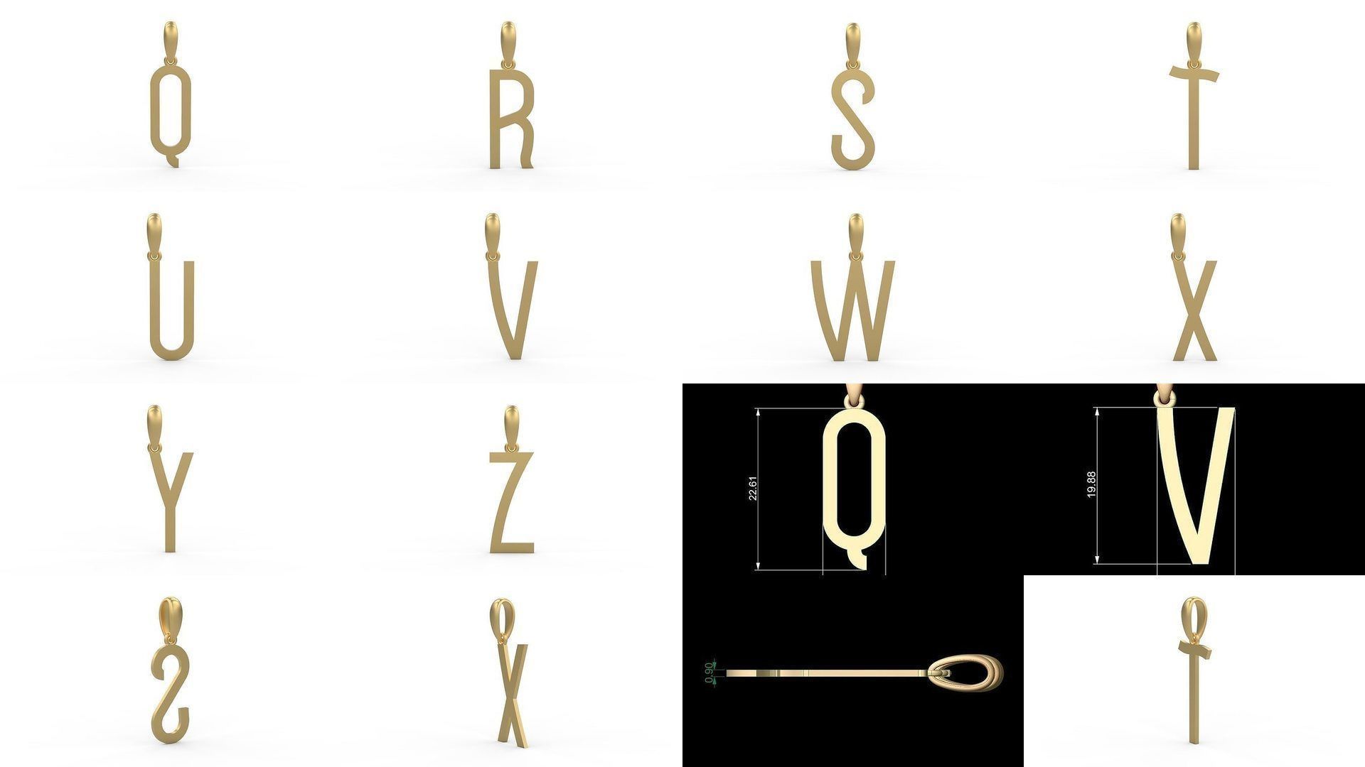 Initial Letters Pendant Alphabets BOYSAND 3D Model Collection_1