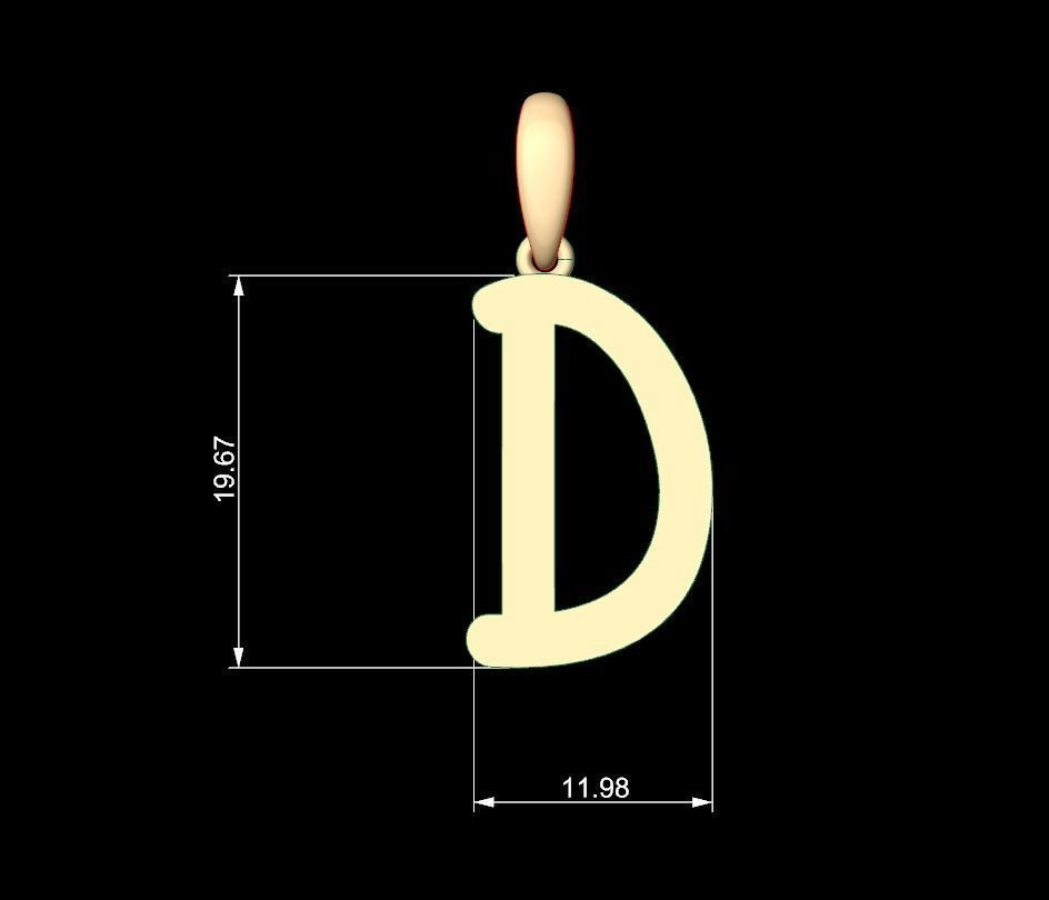 Initial Letters Pendant CALDERDALE D 3D print model_4