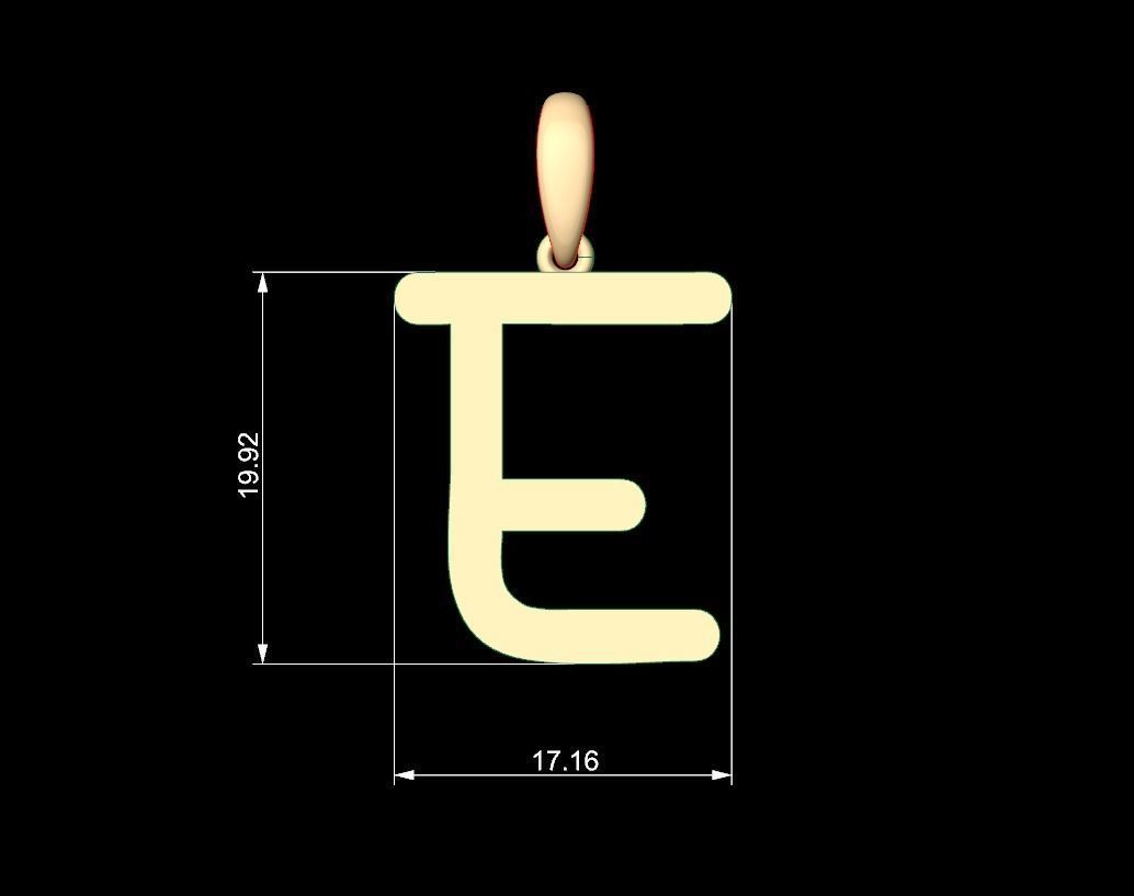 Initial Letters Pendant CALDERDALE E 3D print model_4