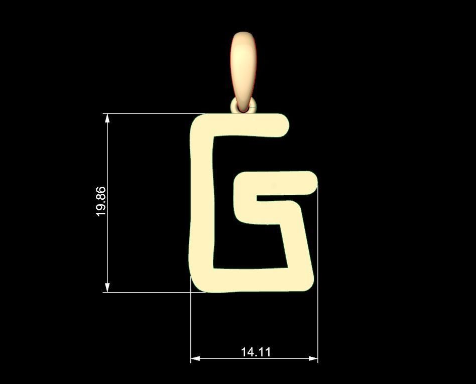 Initial Letters Pendant CALDERDALE G 3D print model_4
