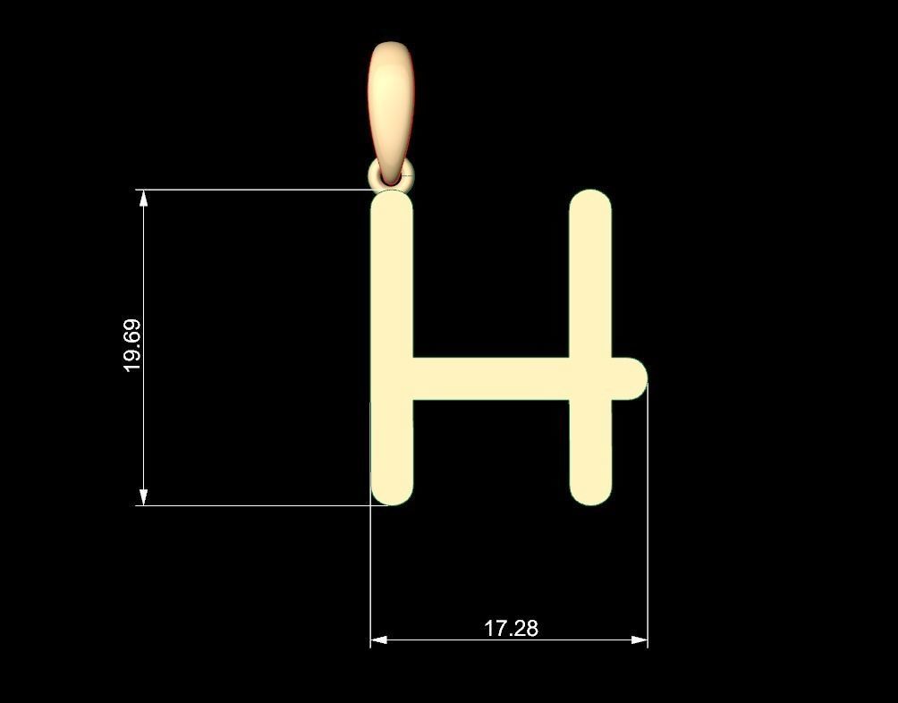 Initial Letters Pendant CALDERDALE H 3D print model_5
