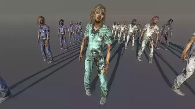 Zombie Female Scrub Low-poly 3D model