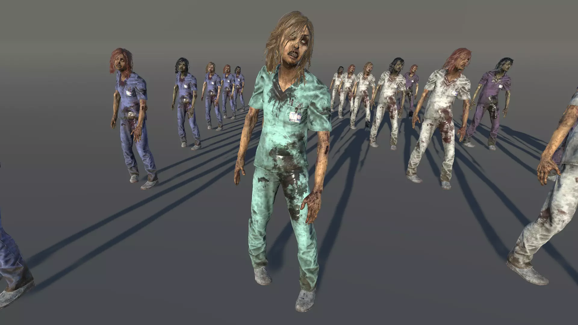 Zombie Female Scrub Low-poly 3D model_0