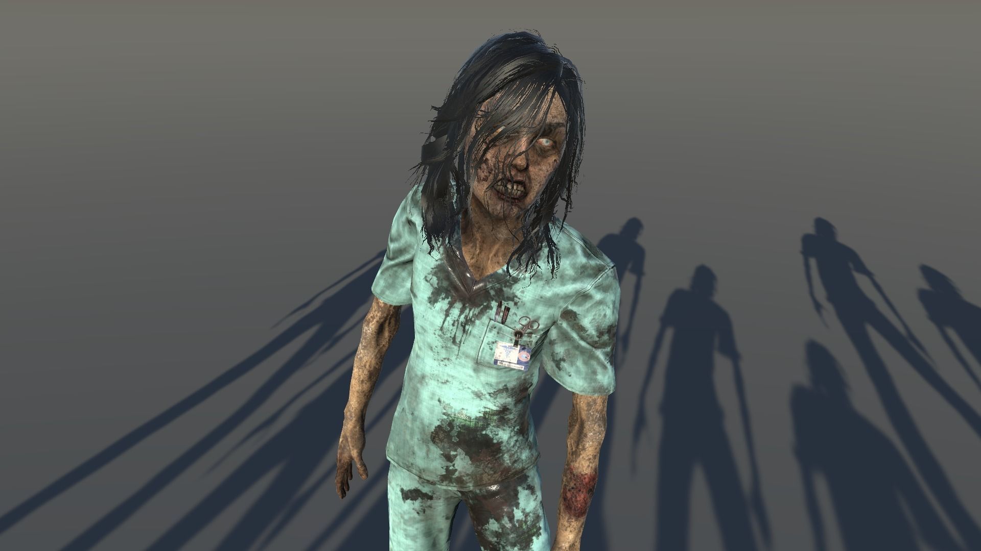 Zombie Female Scrub Low-poly 3D model_7