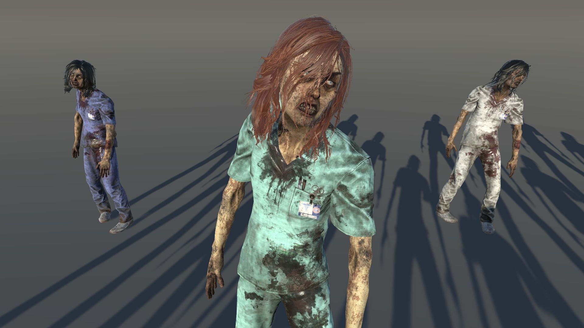 Zombie Female Scrub Low-poly 3D model_6