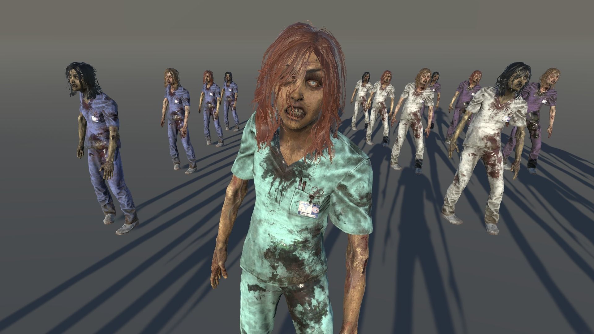 Zombie Female Scrub Low-poly 3D model_3