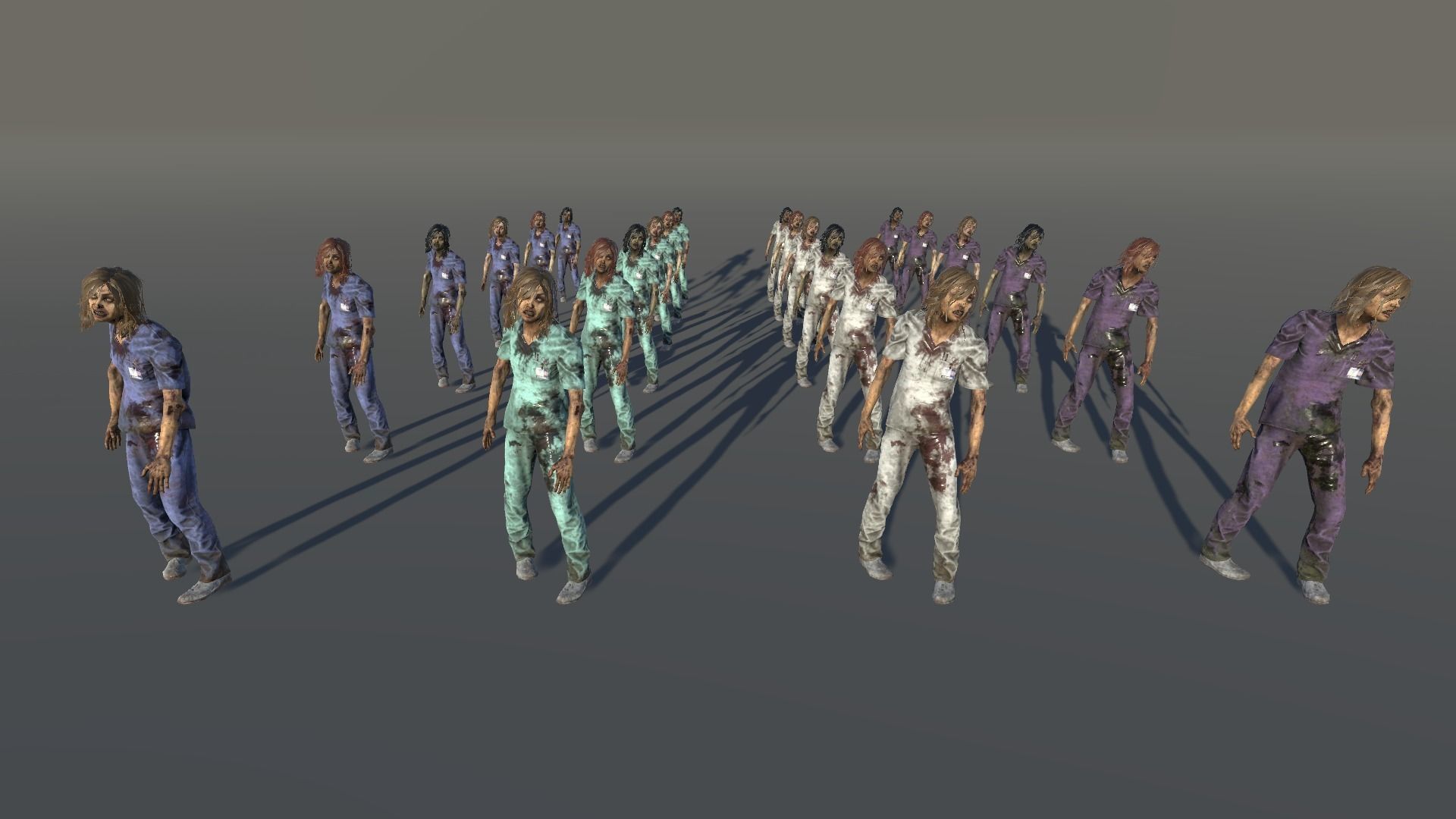 Zombie Female Scrub Low-poly 3D model_1