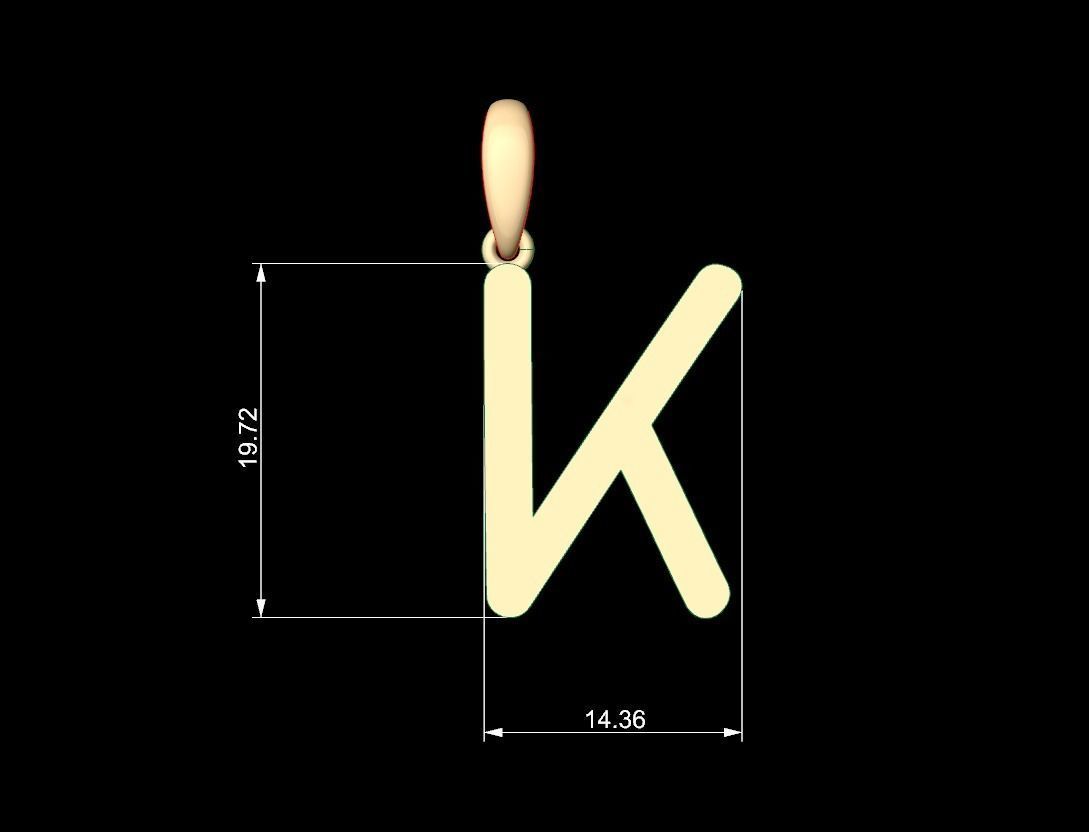 Initial Letters Pendant CALDERDALE K 3D print model_4