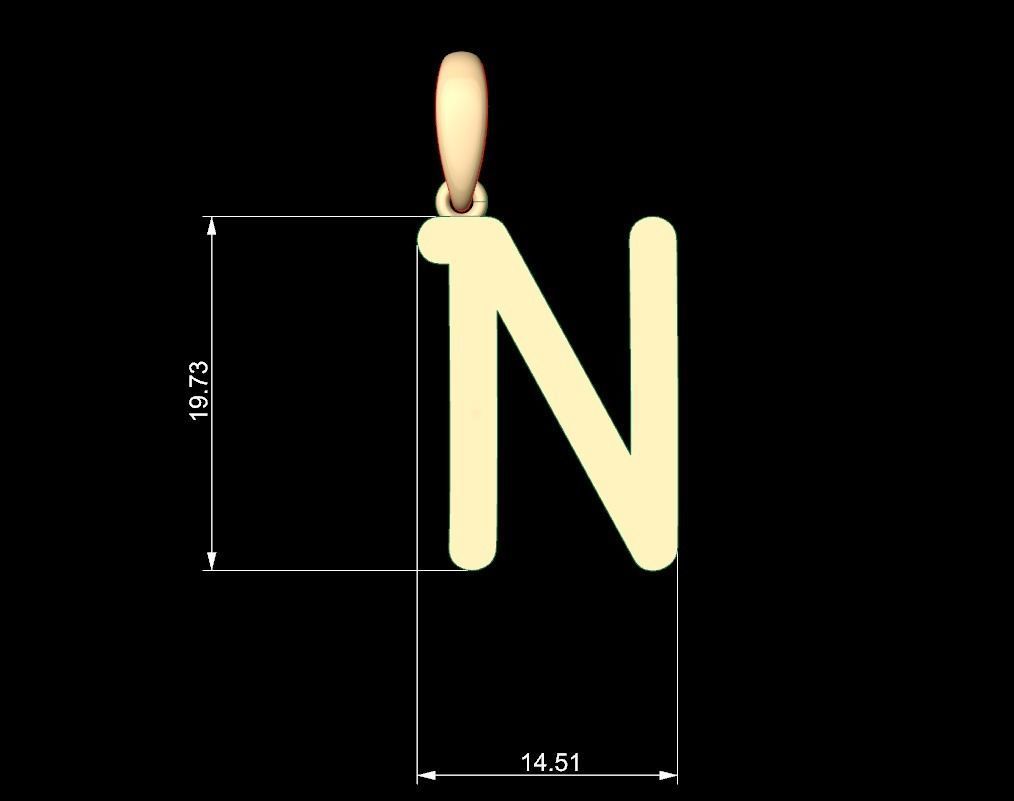 Initial Letters Pendant CALDERDALE N 3D print model_4