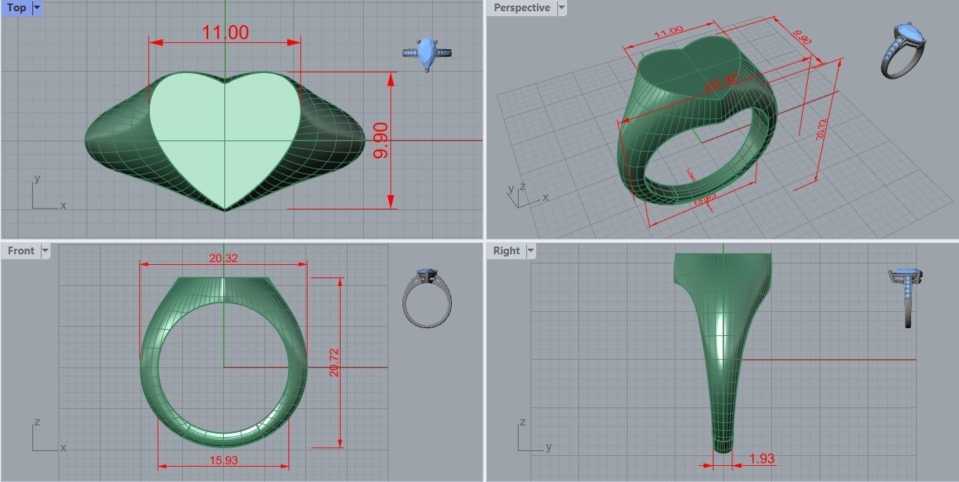 RING HEART CHEVALIER measure 10 EU 3D print model_1
