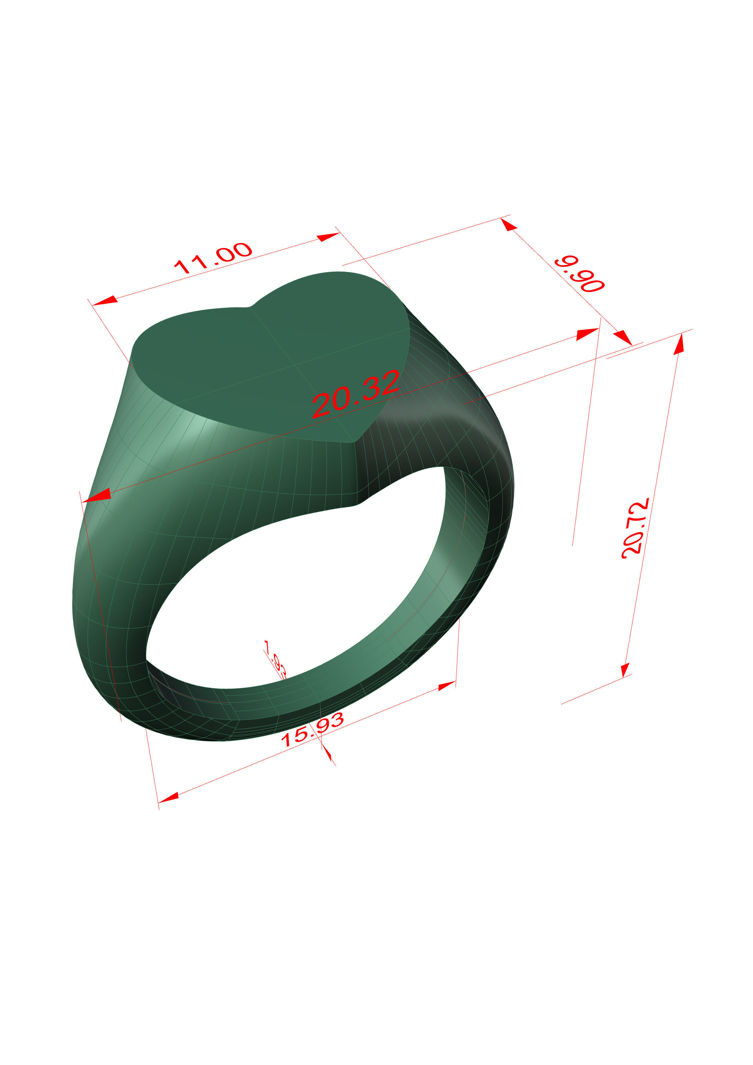 RING HEART CHEVALIER measure 10 EU 3D print model_2