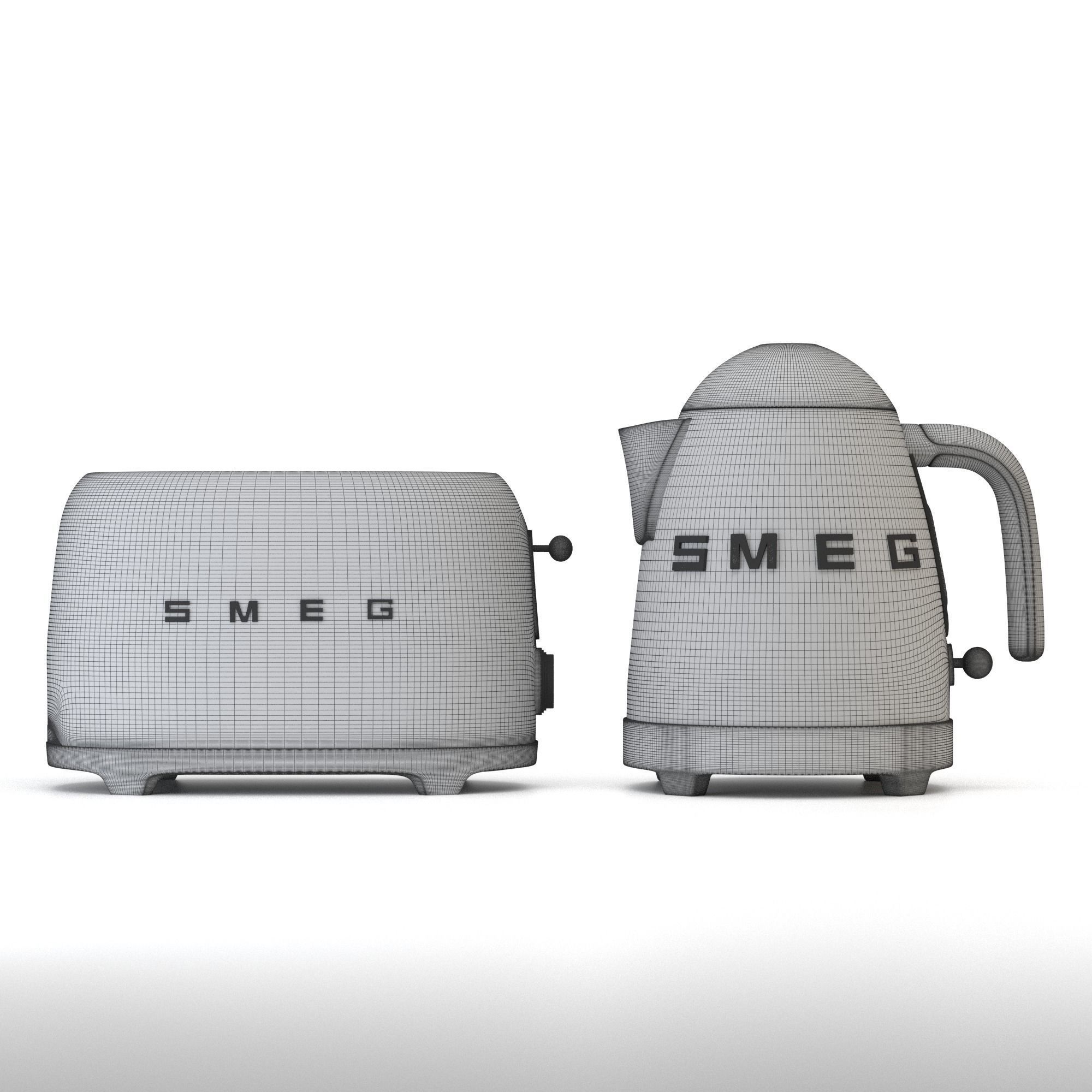 Kitchen Appliance smeg  Electric  kettle and Toaster  3D model_1