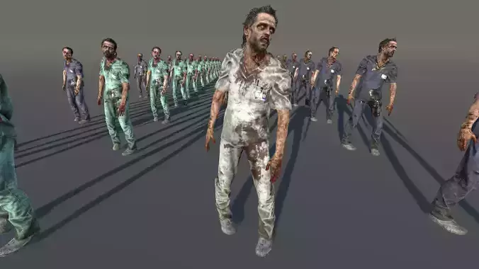 Zombie Male Scrub Low-poly 3D model