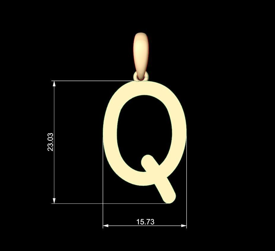 Initial Letters Pendant CALDERDALE Q 3D print model_4