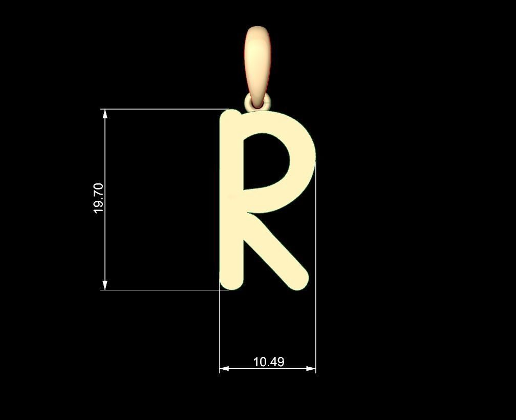 Initial Letters Pendant CALDERDALE R 3D print model_4