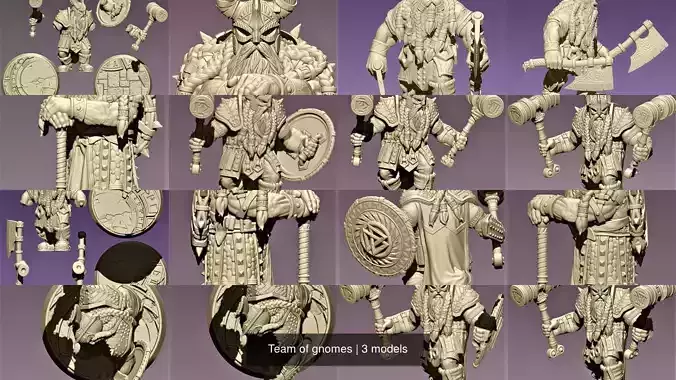 Team of gnomes 3D Model Collection