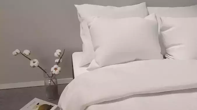 Double bed with pillows and deco V01 3D model