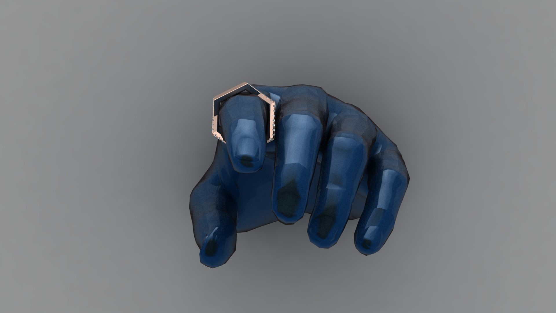 RPY-005 rose gold hexagon ring with diamonds 3D print model_2