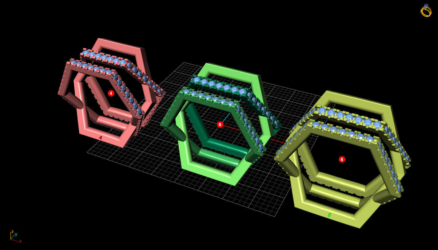 RPY-005 rose gold hexagon ring with diamonds 3D print model_8