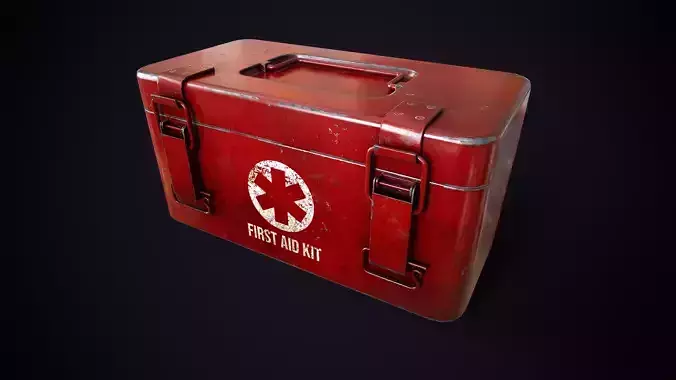 Metal first aid kit Low-poly 3D model