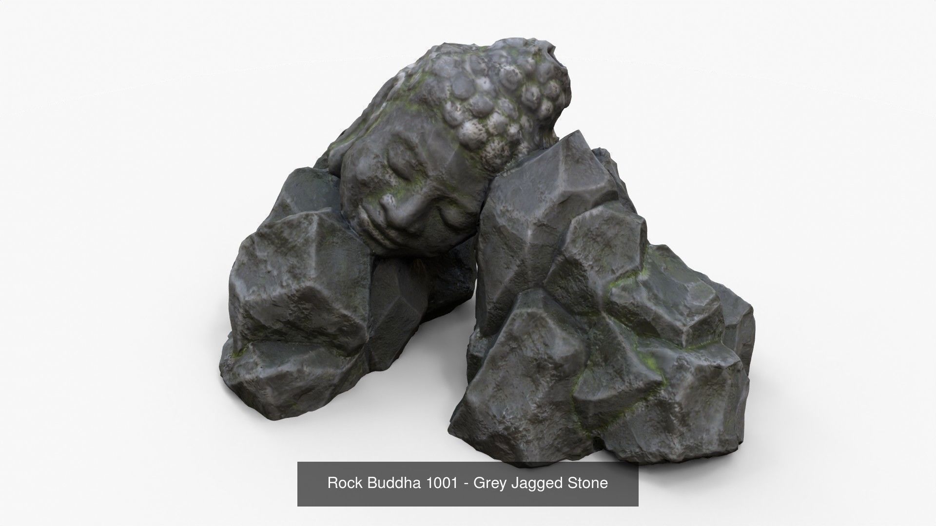 Buddha Rock Set Bundle - Grey Jagged Stone 3D Model Collection_2