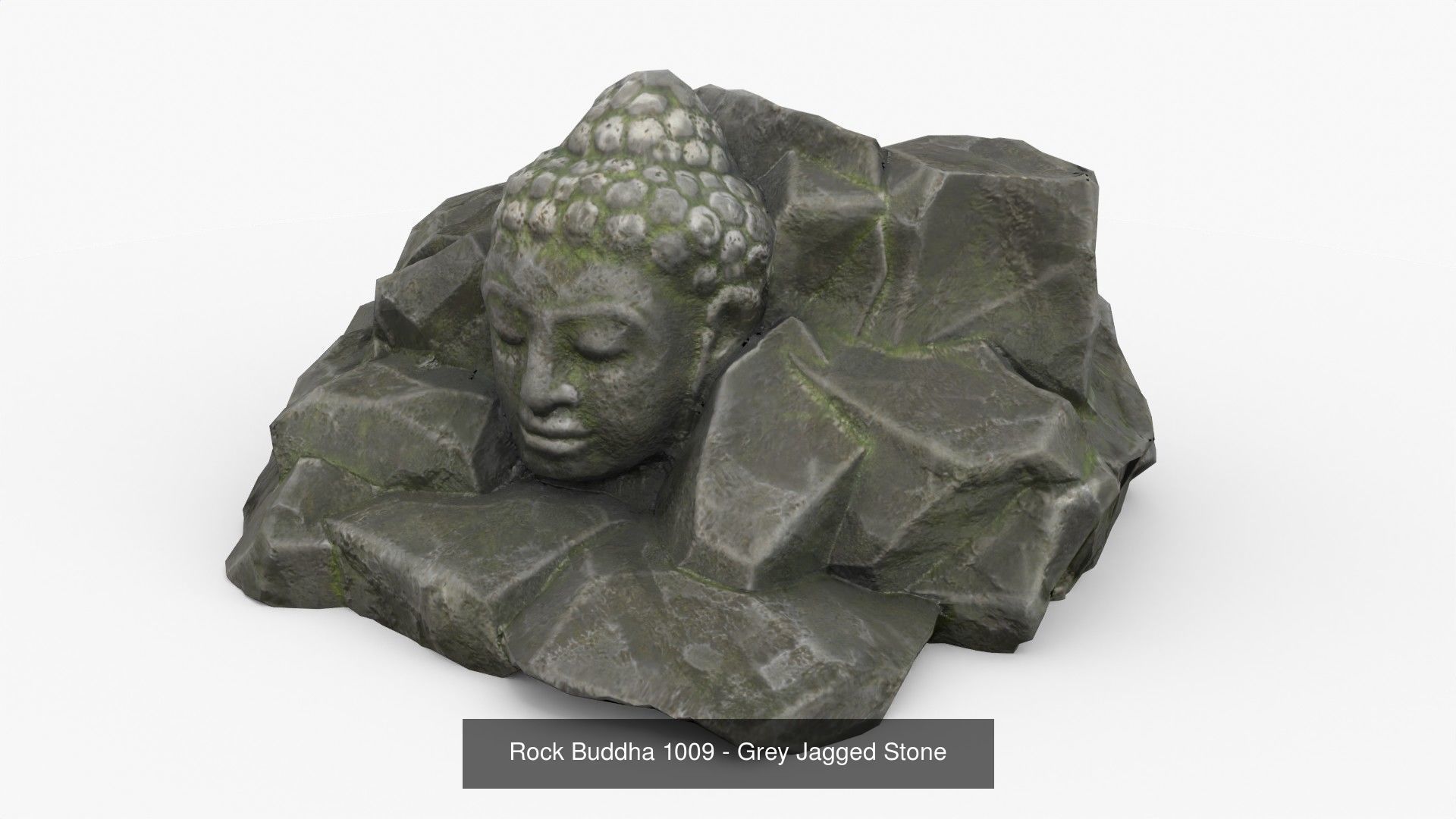 Buddha Rock Set Bundle - Grey Jagged Stone 3D Model Collection_6