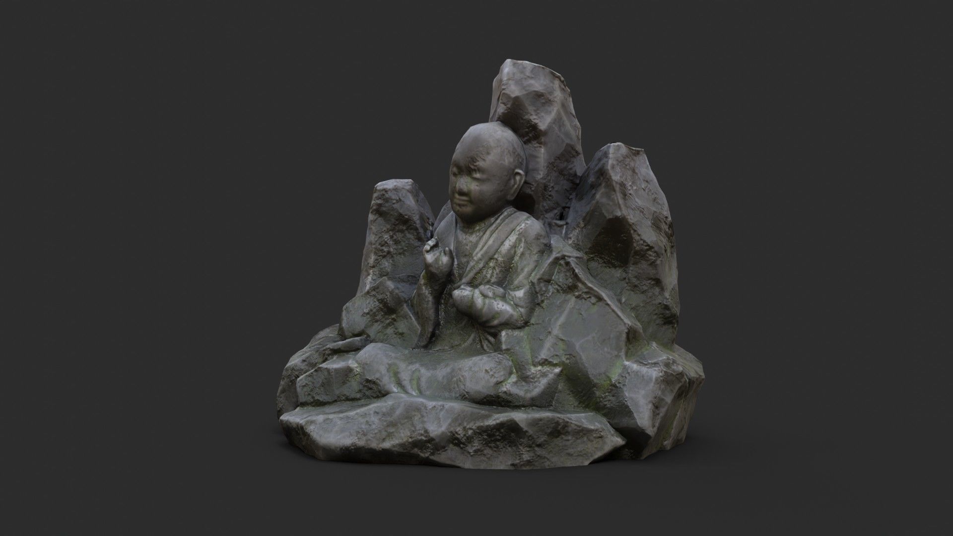 Buddha Rock Set Bundle - Grey Jagged Stone 3D Model Collection_14