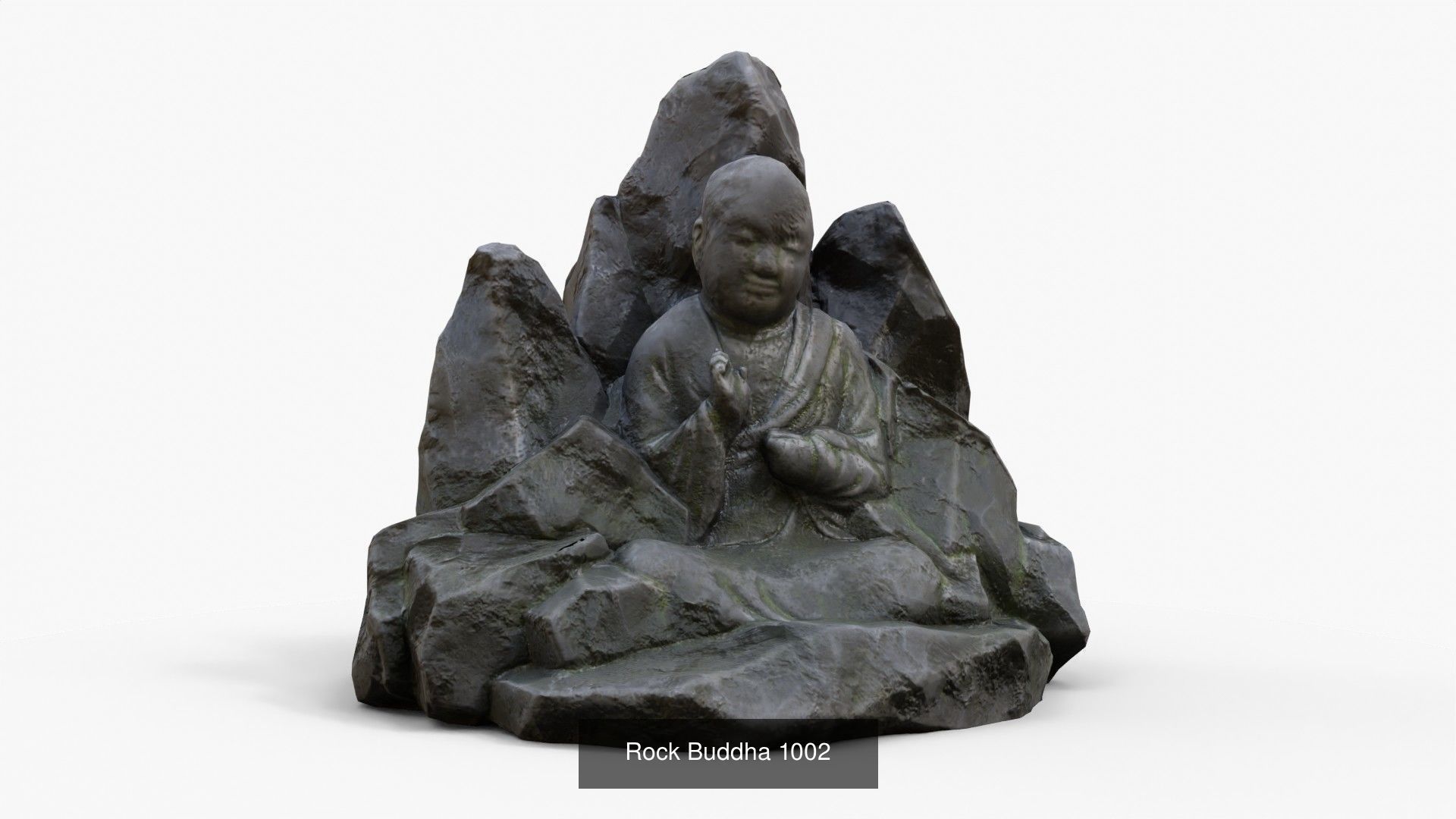 Buddha Rock Set Bundle - Grey Jagged Stone 3D Model Collection_9