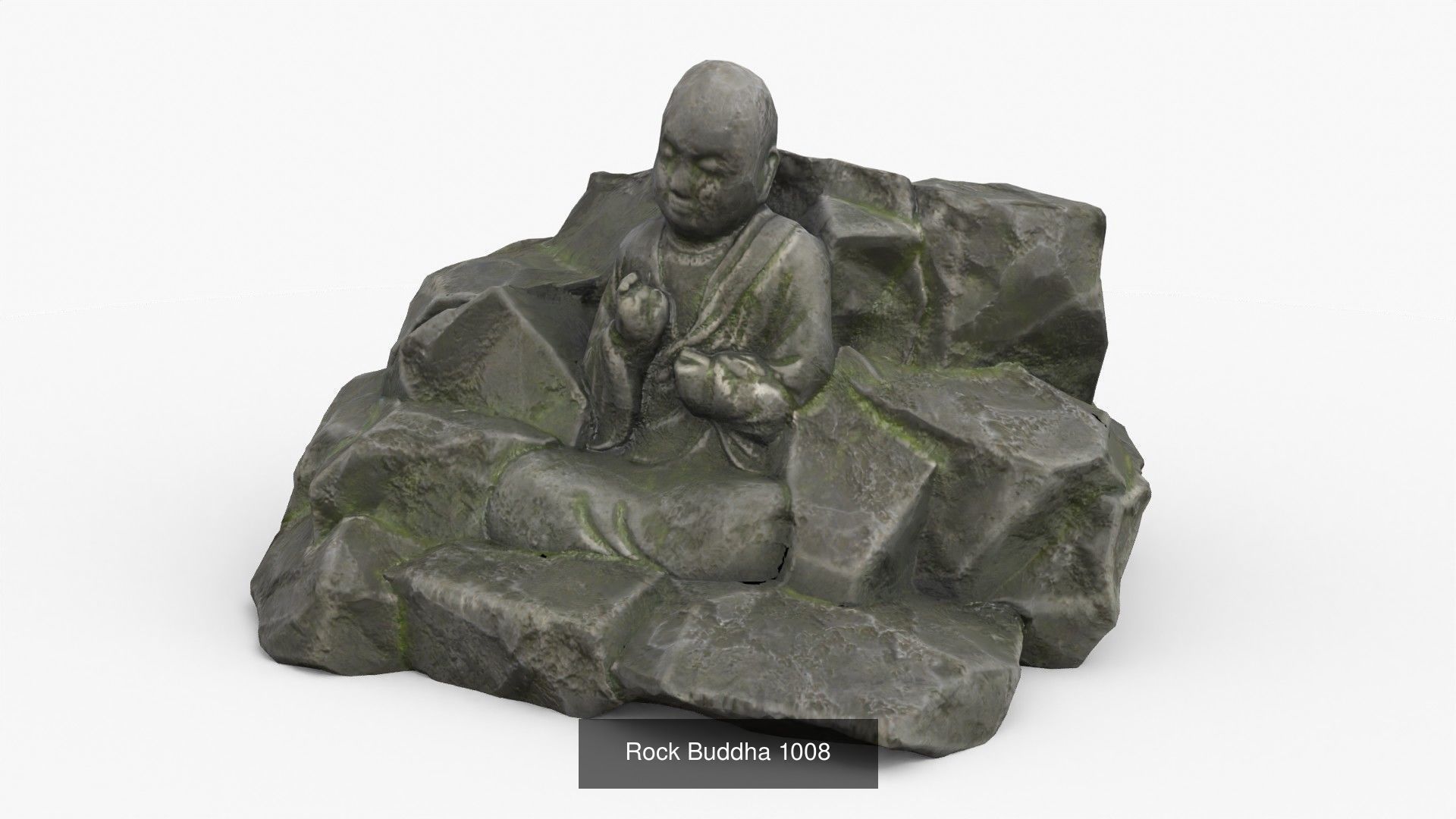Buddha Rock Set Bundle - Grey Jagged Stone 3D Model Collection_4