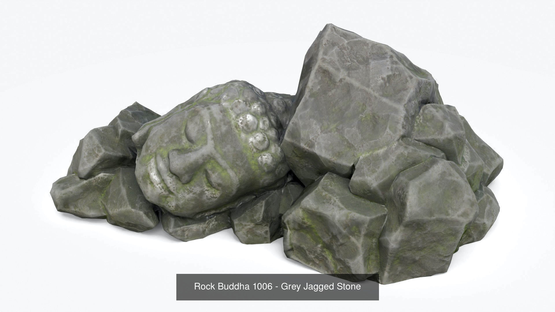 Buddha Rock Set Bundle - Grey Jagged Stone 3D Model Collection_3
