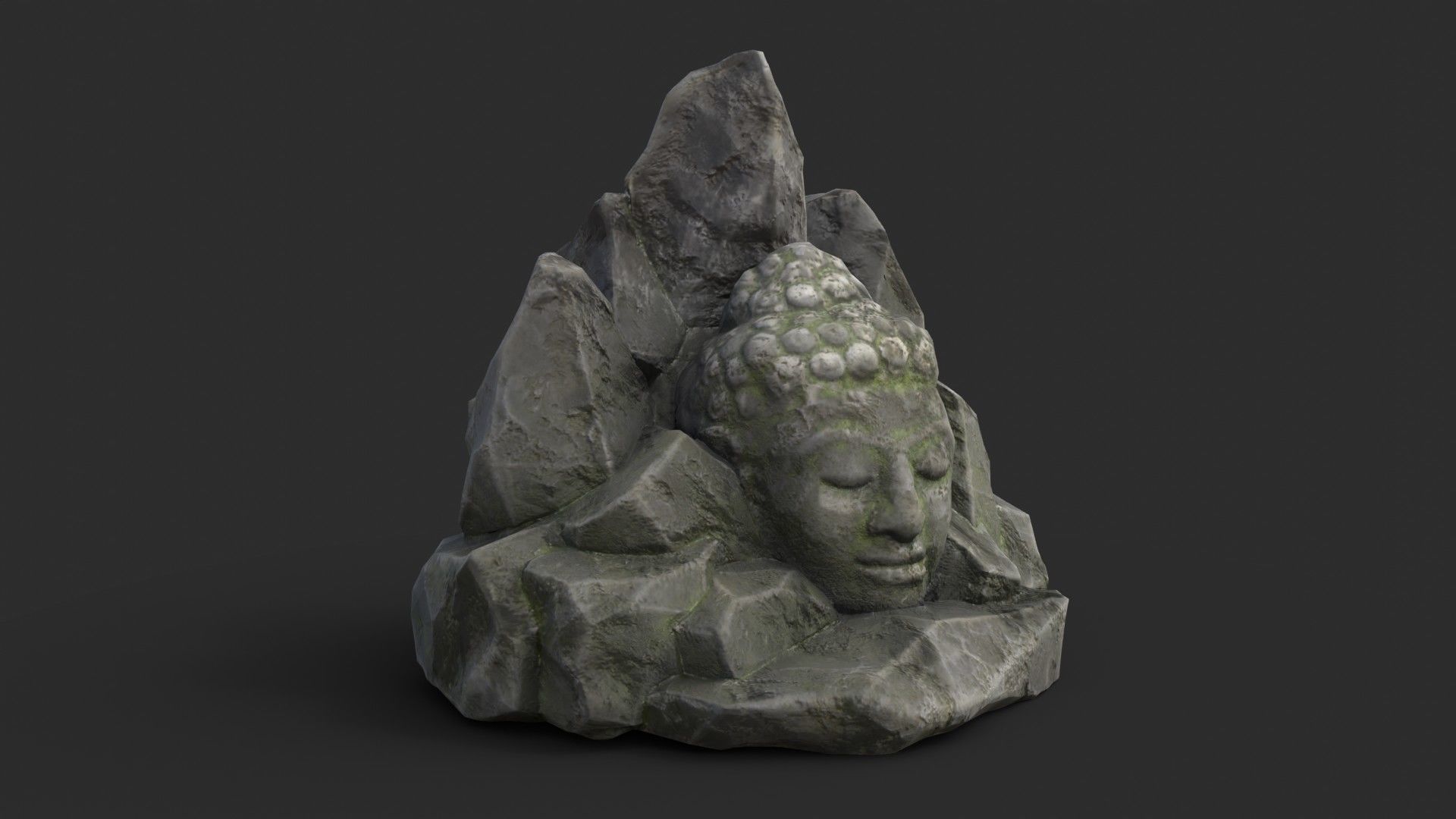 Buddha Rock Set Bundle - Grey Jagged Stone 3D Model Collection_18