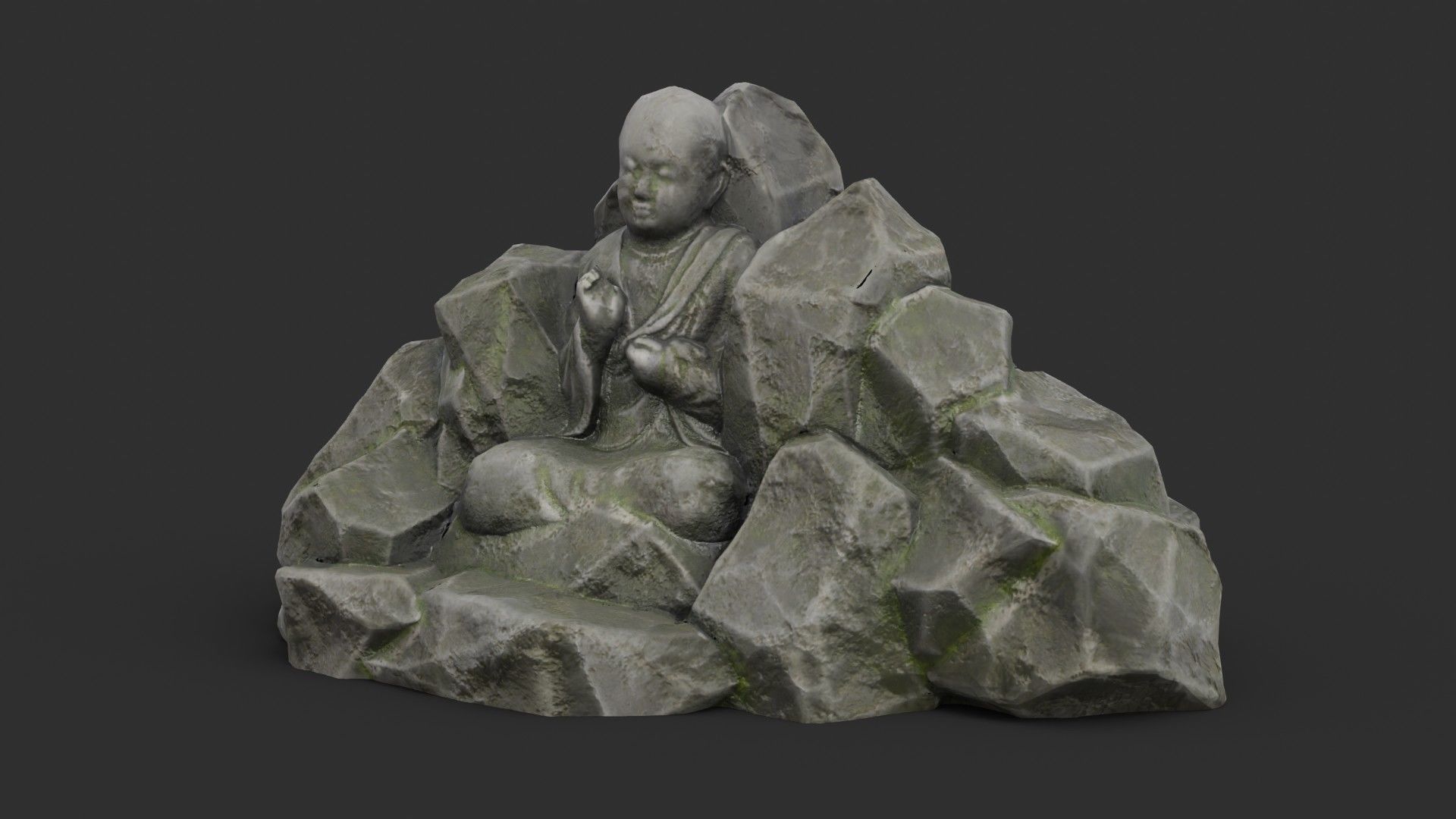 Buddha Rock Set Bundle - Grey Jagged Stone 3D Model Collection_16