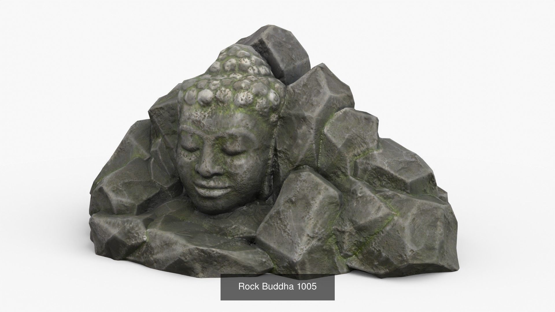 Buddha Rock Set Bundle - Grey Jagged Stone 3D Model Collection_8