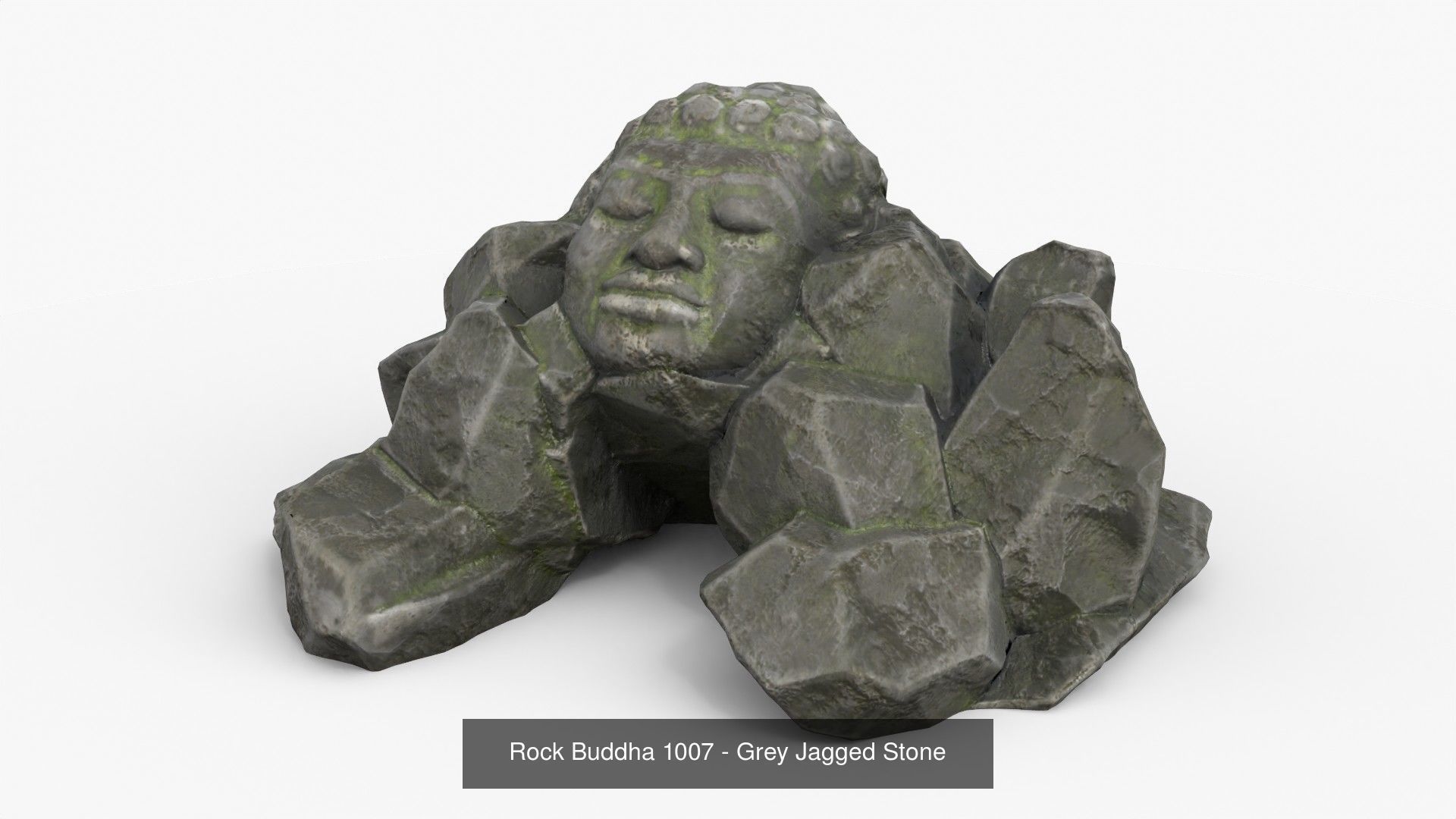 Buddha Rock Set Bundle - Grey Jagged Stone 3D Model Collection_7