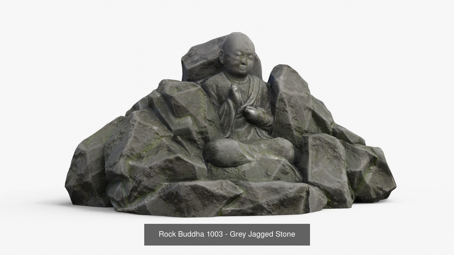 Buddha Rock Set Bundle - Grey Jagged Stone 3D Model Collection_10