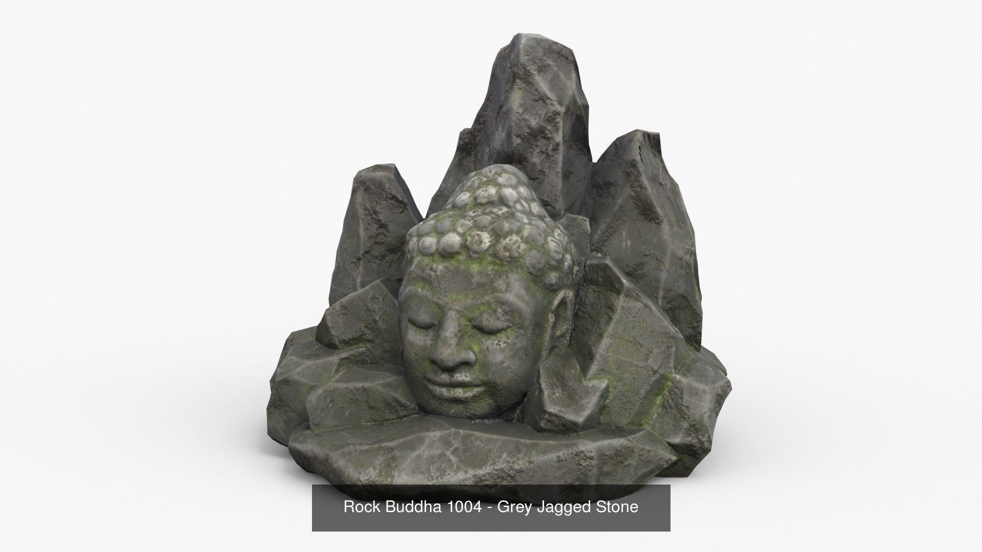 Buddha Rock Set Bundle - Grey Jagged Stone 3D Model Collection_11