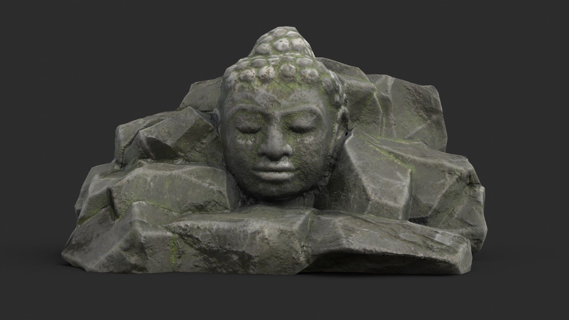 Buddha Rock Set Bundle - Grey Jagged Stone 3D Model Collection_26