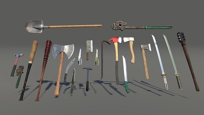 Zombie Melee Weapons Bundle Low-poly 3D model