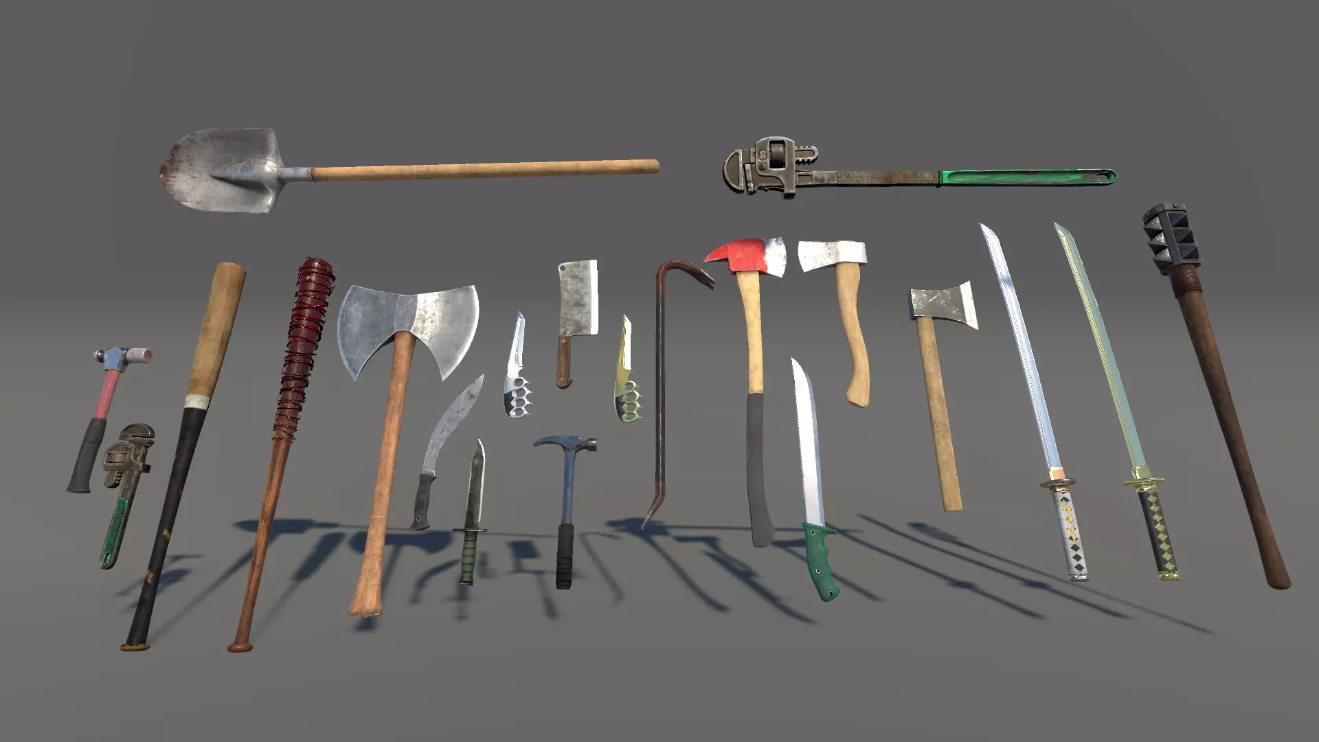 Zombie Melee Weapons Bundle Low-poly 3D model_0