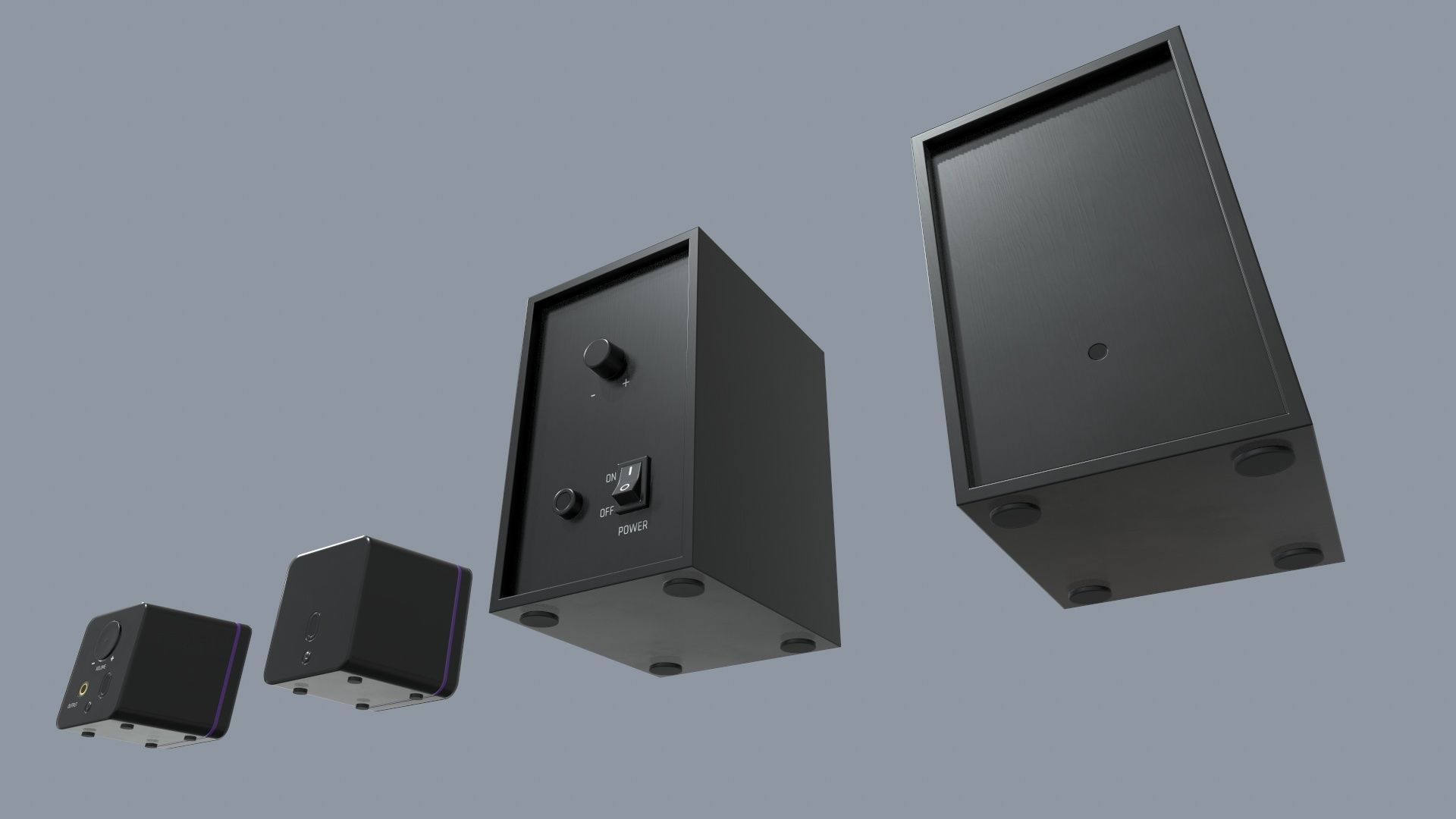 Computer Speakers Low-poly 3D model_9