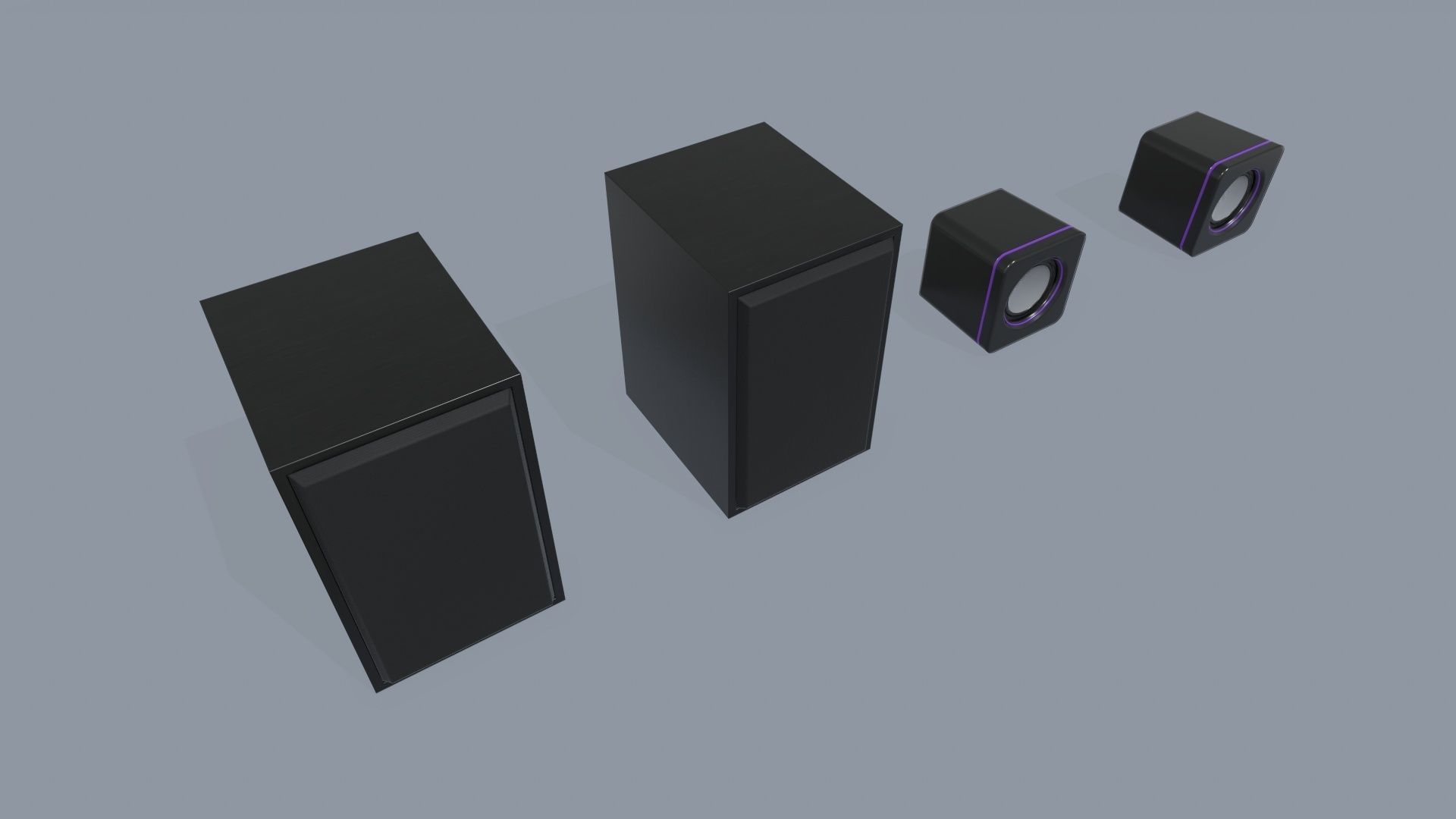 Computer Speakers Low-poly 3D model_3