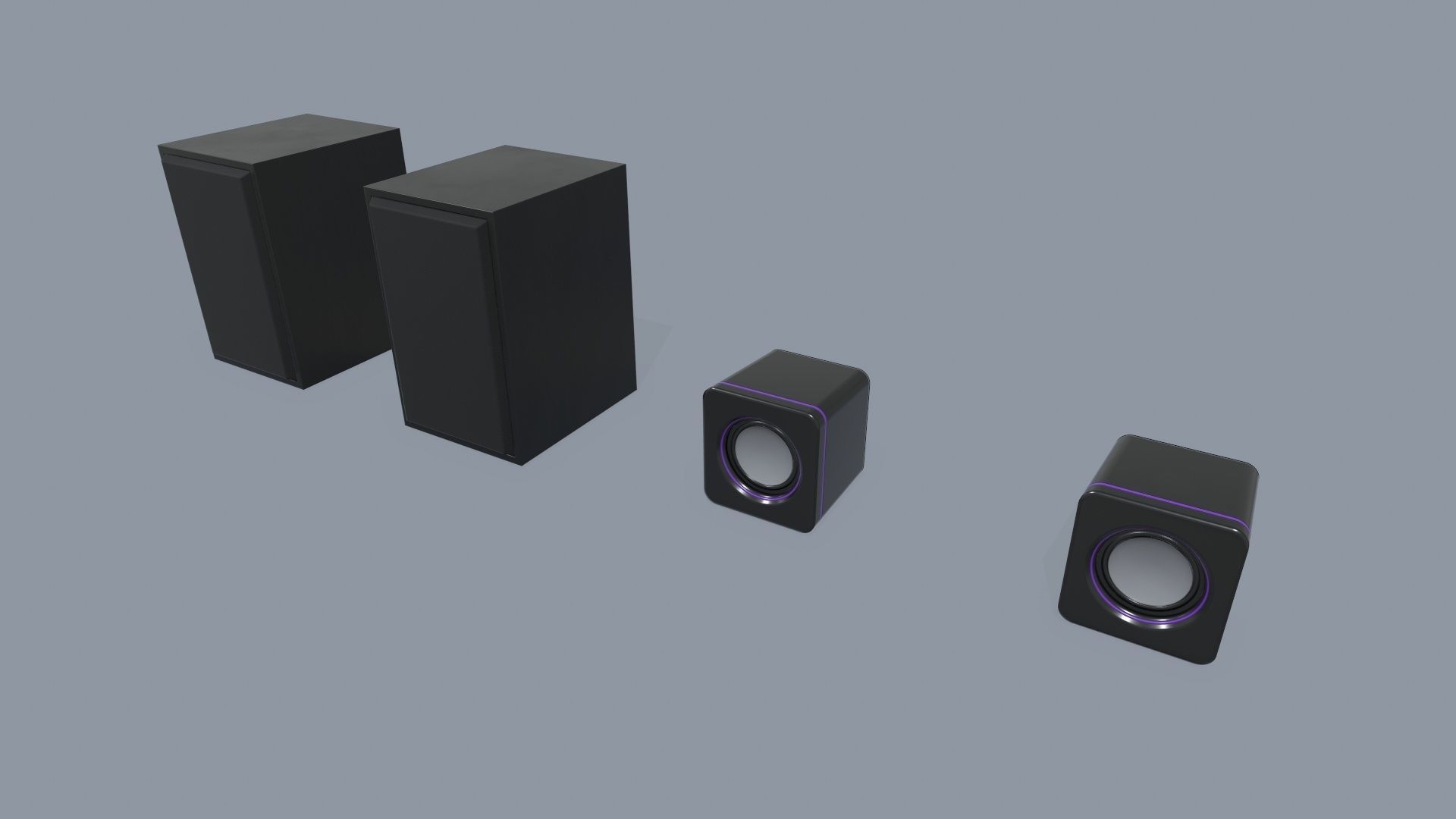 Computer Speakers Low-poly 3D model_2
