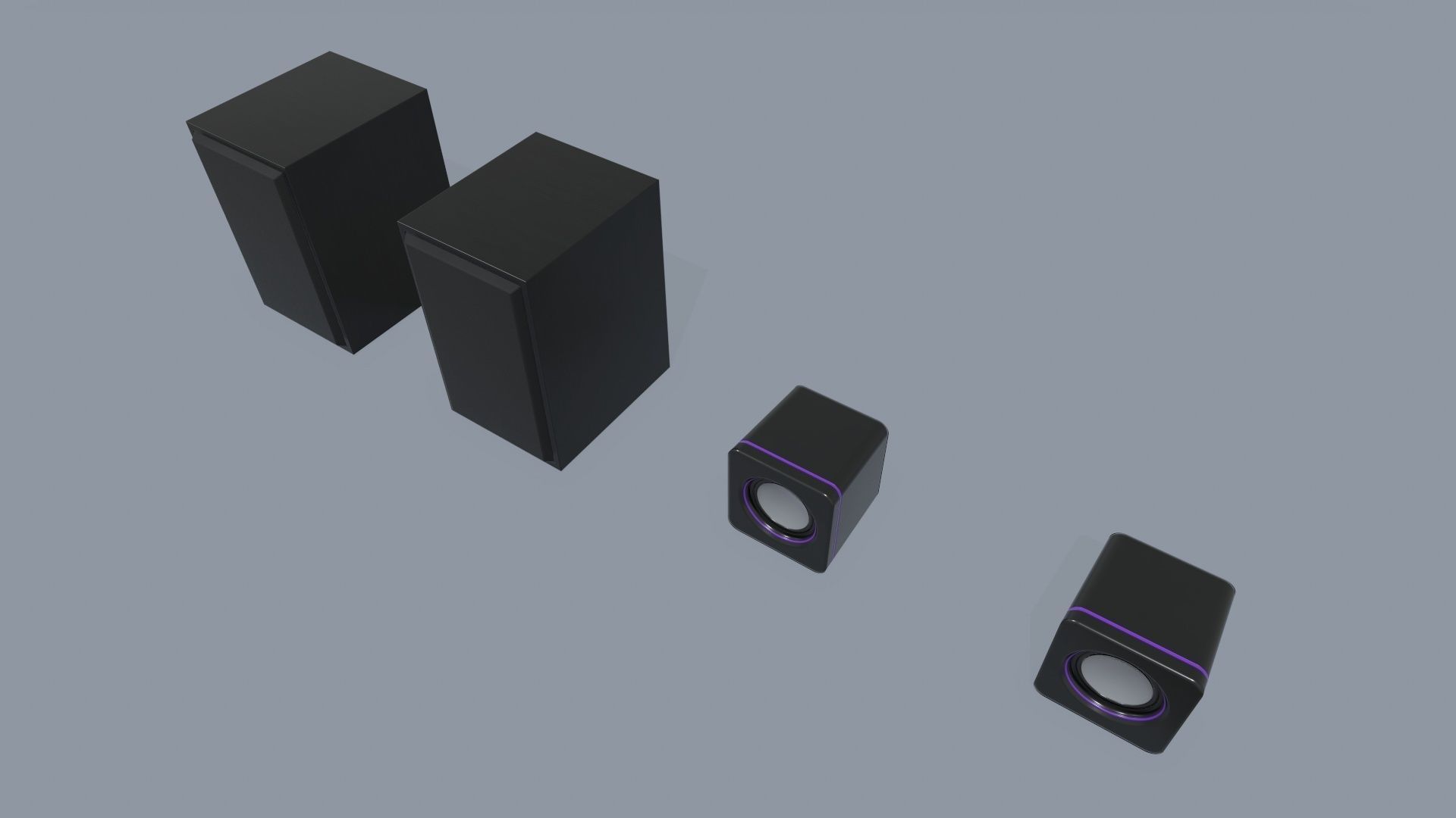 Computer Speakers Low-poly 3D model_5