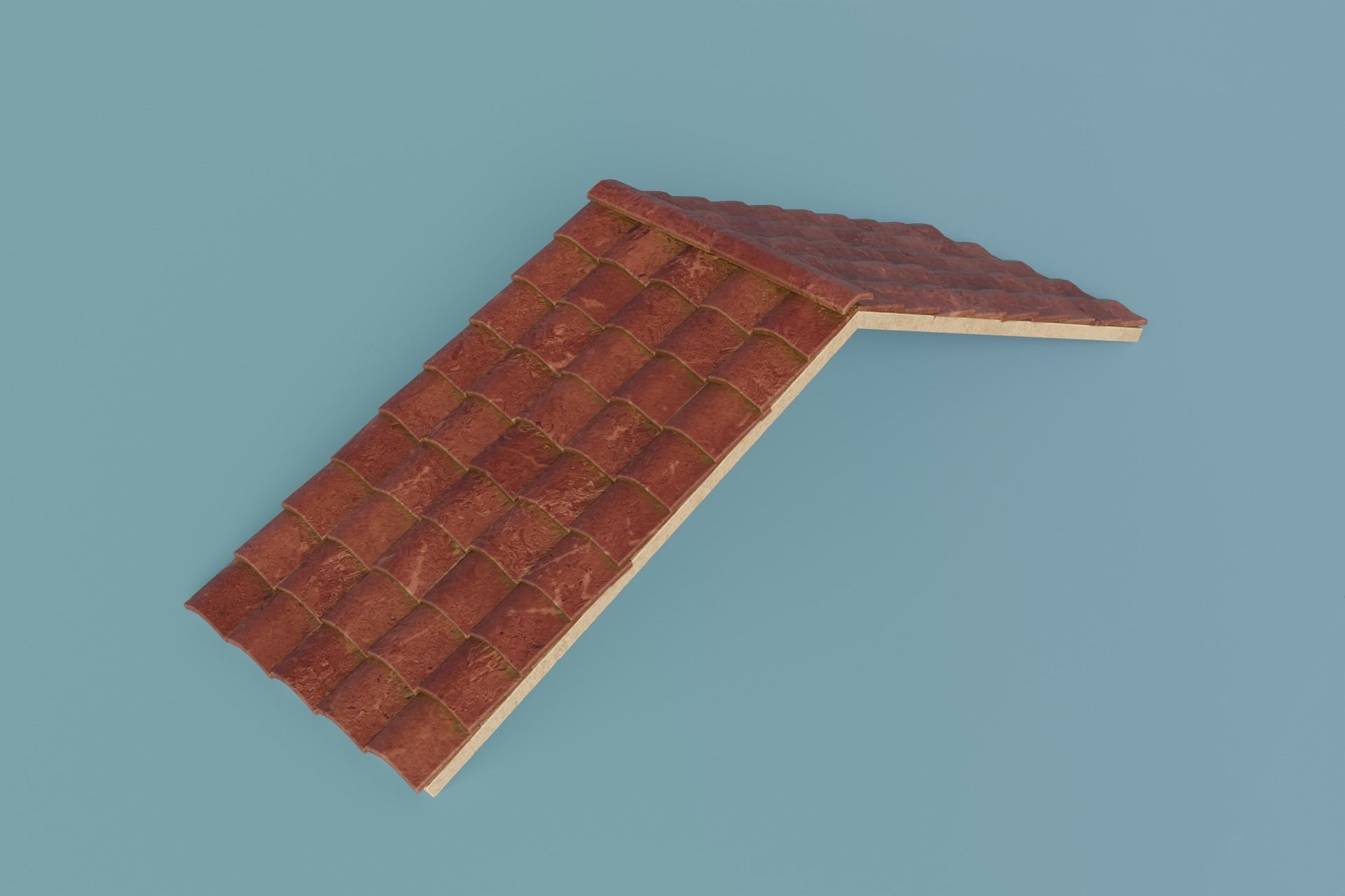 Antique Temple Roof Low-poly 3D model_4