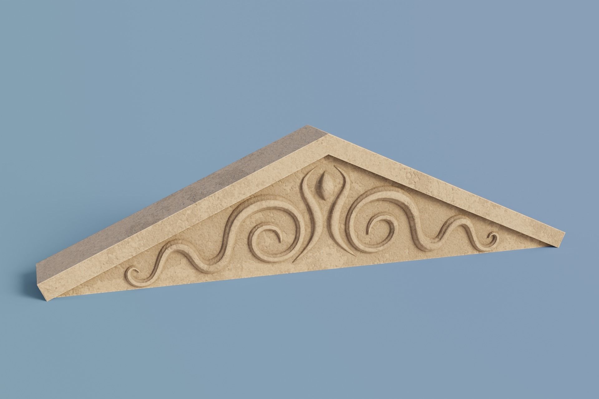 Antique Temple Roof Low-poly 3D model_2